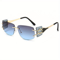 Y2K Rimless Sunglasses Gradient Metal UV400
