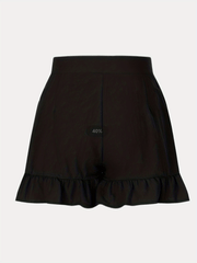 Women's Plus Size Button Fly High Rise Pleated Ruffle Trim Loose Shorts
