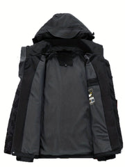 Men's Waterproof Hooded Windbreaker Jacket Zipper Pockets Coat