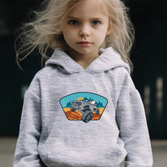 2pcs Truck Print Outfits Girls Hoodies Jogger Pants Set