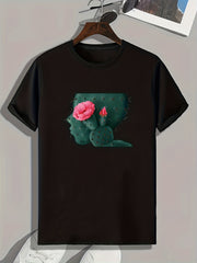 Cactus Flower Print Men's Graphic T shirt Comfy Summer Tee