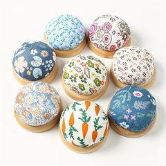 1pc Pastoral Wooden Base Needle Pad Circular Sewing Needle Holder