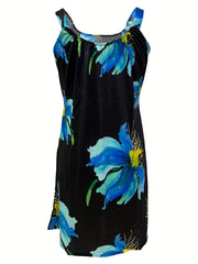 Floral Print Ruched Tank Dress