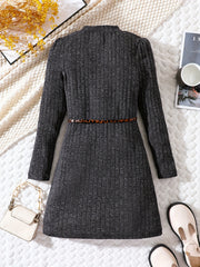 Girls' Stand Collar Knitted Dress Holiday Party Outfit