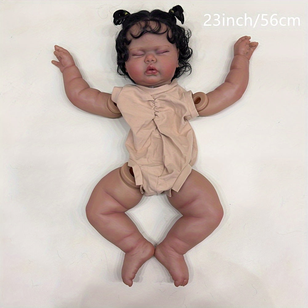 23 Inch Unfinished Hand Rooted Hair Doll Kit with Dark Brown Skin Tone