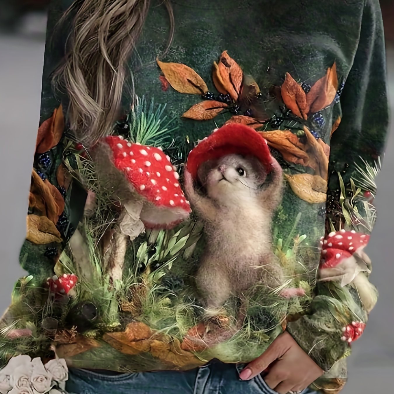 Animal Print Crew Neck Sweatshirt Women's Casual Long Sleeve Top