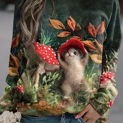 Animal Print Crew Neck Sweatshirt Women's Casual Long Sleeve Top