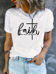 Faith Letter & Cross Graphic Sports T-shirt Women's Activewear