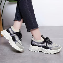 Women's Breathable Mesh Running Sports Shoes Platform Sneakers