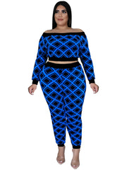 Geometric Off Shoulder 2pcs Set