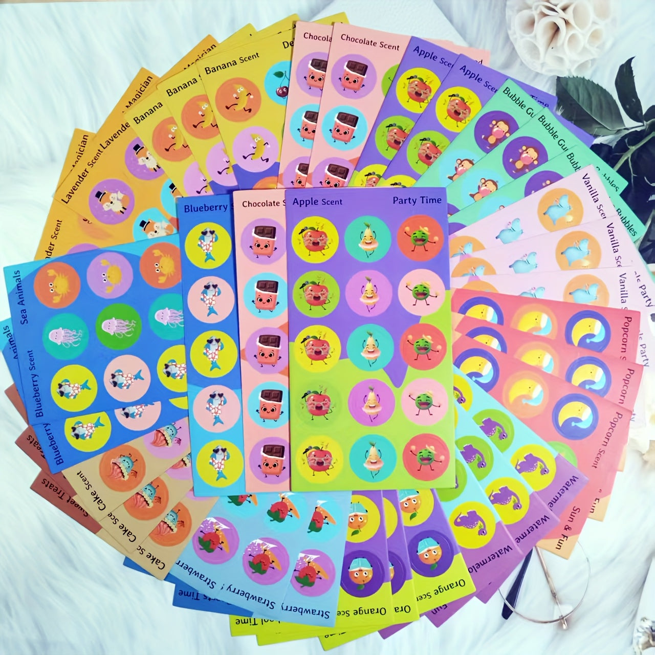 36pcs Scented Reward Stickers - 12 Fruity Scents - Christmas & Party Decoration