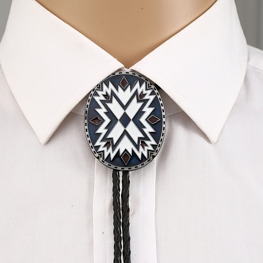 Men's Western Style Tie Necklace with Metal Accents
