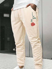 Rose Flower Print Men s Drawstring Sweatpants