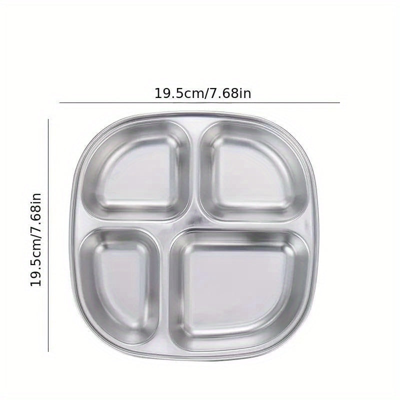 Stainless Steel Dinner Plate for Weight Loss - Divided Meal Plate for Picnic