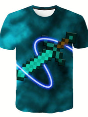 Boys Sword Graphic T-Shirt - Slim Fit Tee for Casual & Outdoor Wear