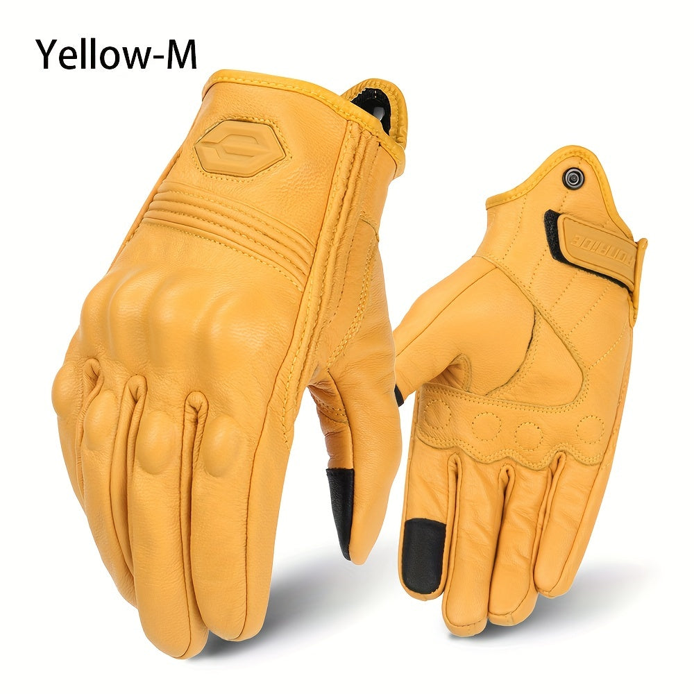 Knuckle Protection PU Leather Motorcycle Gloves