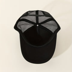 Peach Feather Print Trucker Hat Mesh Breathable Baseball Cap