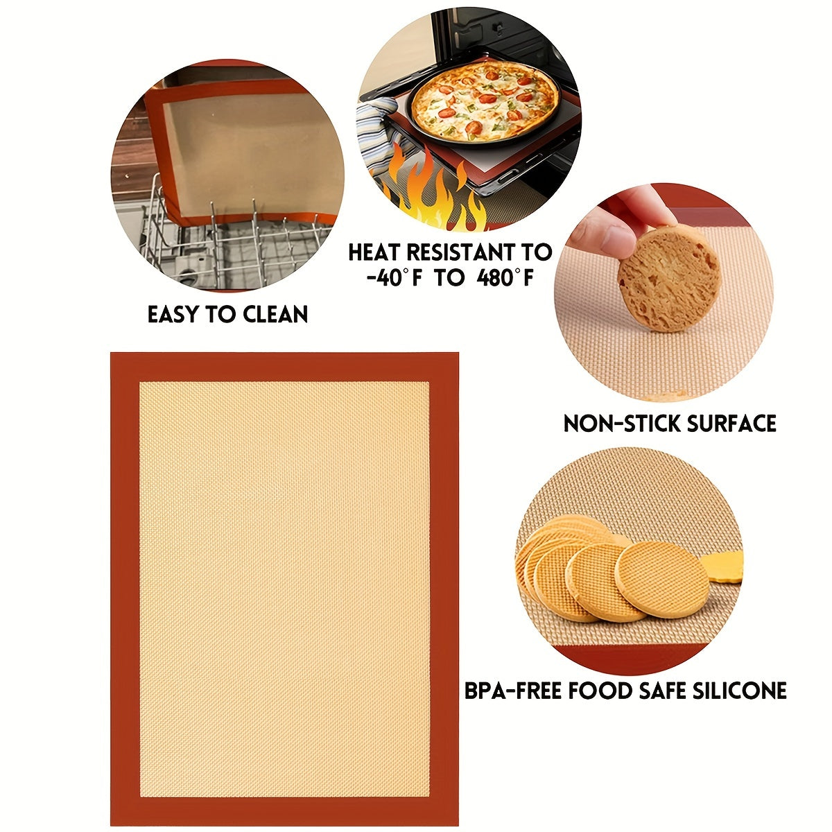 2pcs Silicone Baking Mats 39 88cmx29 Reusable Non Stick Oven Liner