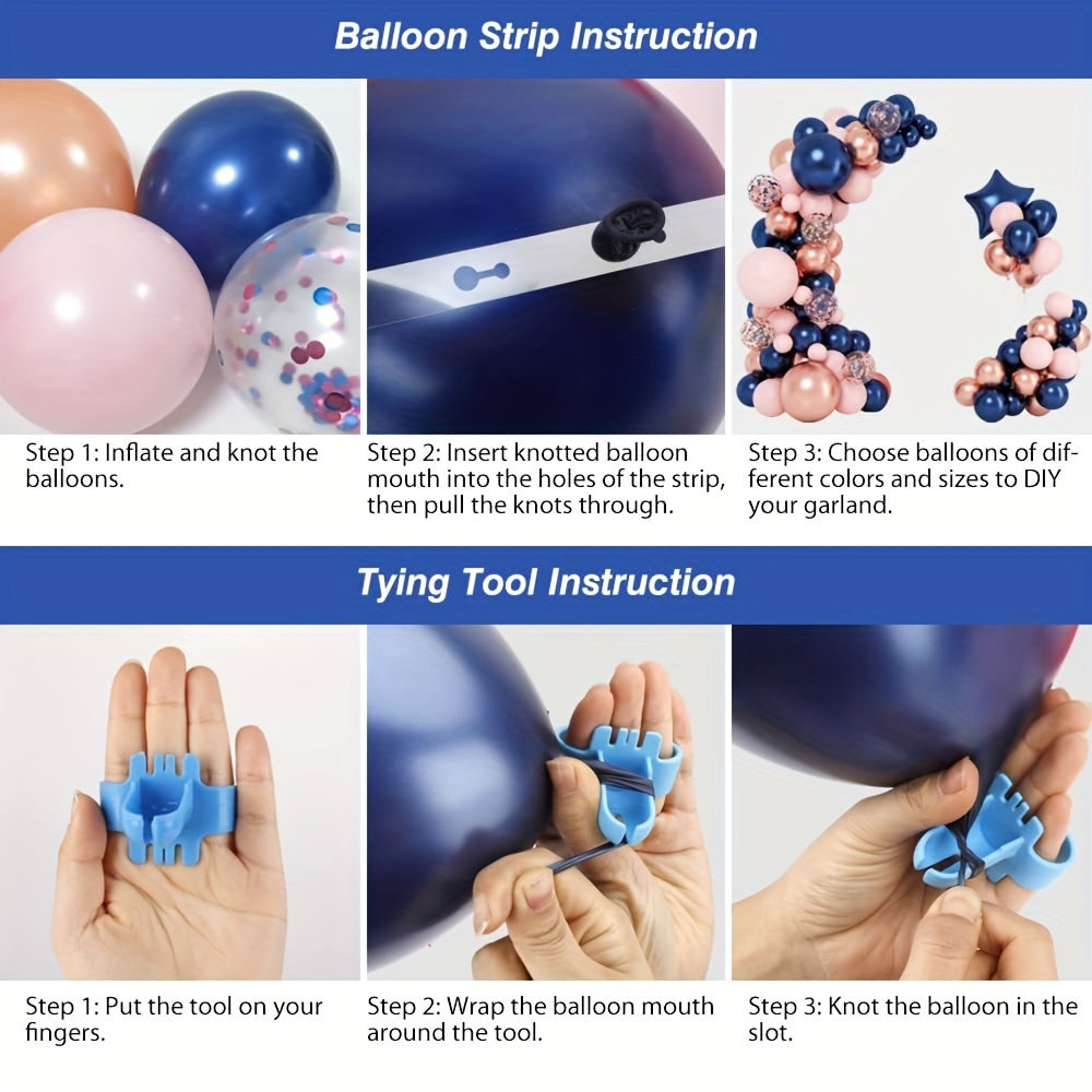 Gender Reveal Balloon Arch Kit Navy Rose Pink Confetti Latex Balloons Foil Star