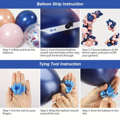 Gender Reveal Balloon Arch Kit Navy Rose Pink Confetti Latex Balloons Foil Star