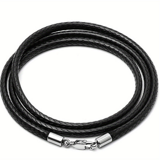 Men 3mm Wax Cord Choker Necklace Stainless Steel Clasp 16