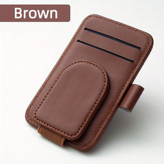Car Sunglass Holder - Magnetic Leather Clip for Storing Glasses