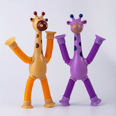 4pcs Giraffe Telescopic Suction Toys Deformed Giraffe Cartoon Telescopic Toys