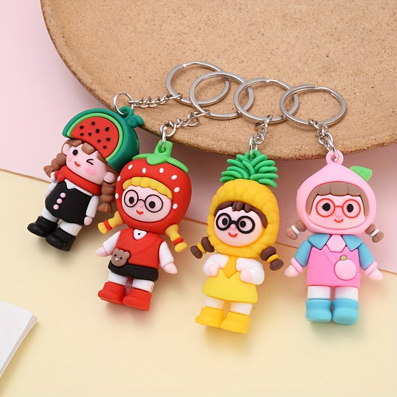 Cartoon Fruit Girl Keychain Watermelon Strawberry Pendant Ornament
