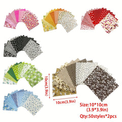 100pcs 9 Square Cotton Quilted Patch Fabric DIY Sewing Fabric