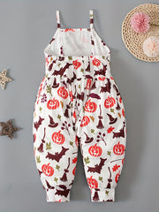 Girls' Halloween Bat Cami Jumpsuit - Sleeveless Cartoon Print