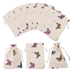 50pcs Poly Polyester Drawstring Gift Bags Butterfly Print 14x10cm