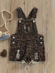 Baby Girls Ripped Denim Overalls Shorts