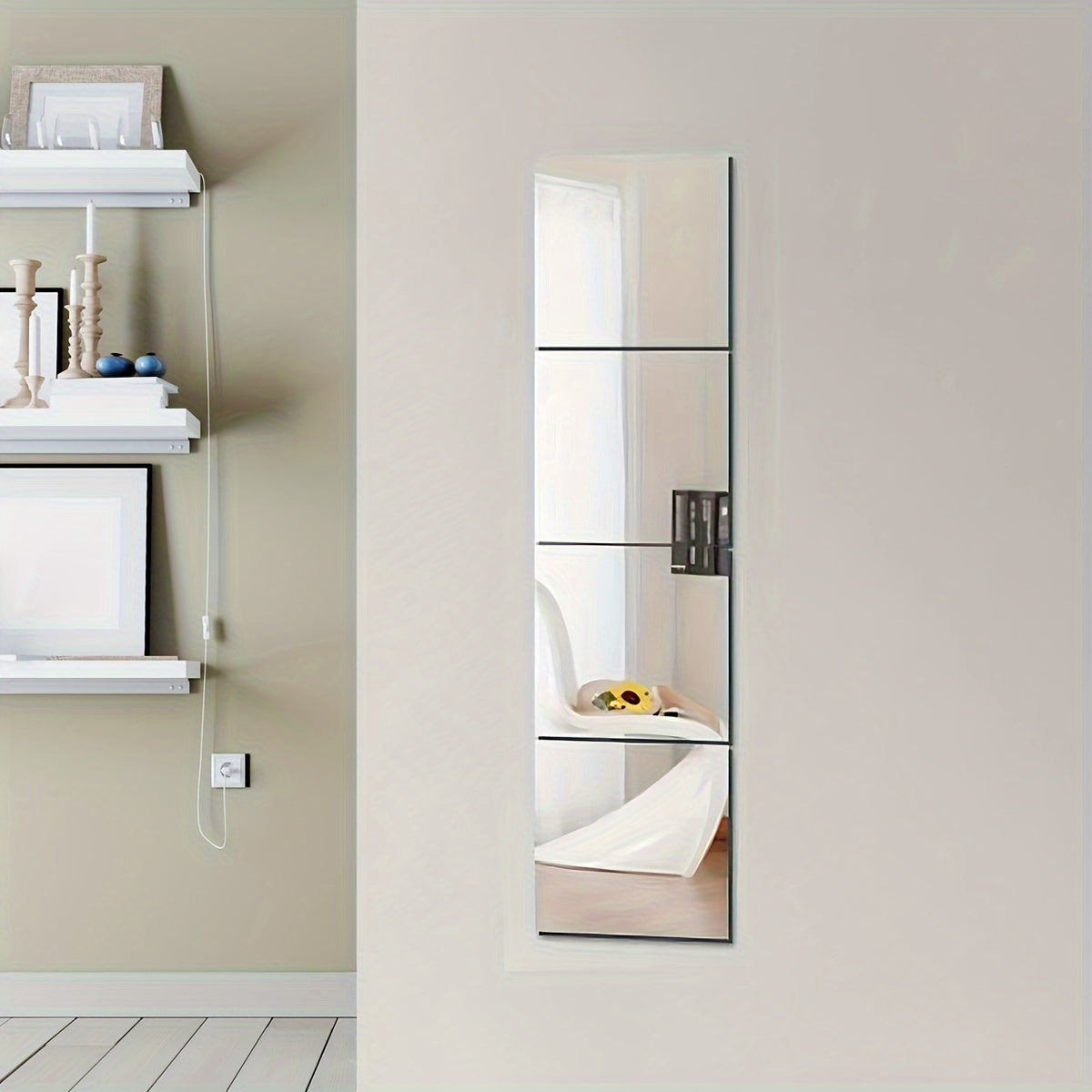 4pcs Square Acrylic 3D Mirror Wall Stickers - Self Adhesive Bathroom Home Decor