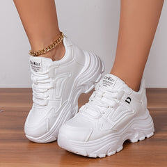 Lightweight Lace Up Running Sports Shoes Comfort Solid Thick Sole Sneakers