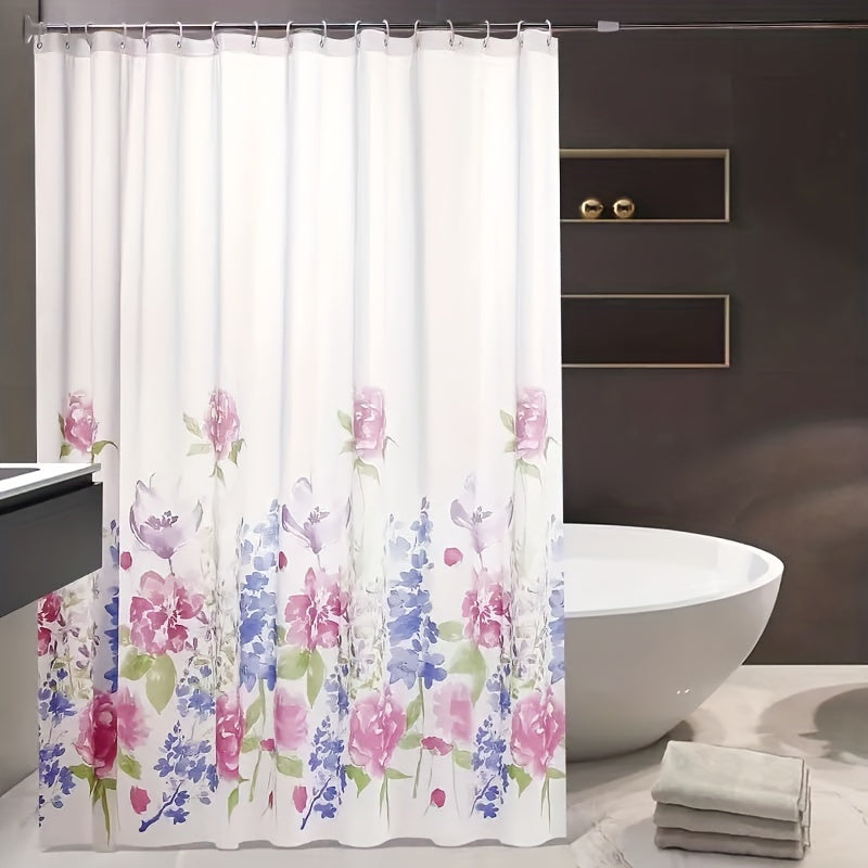 Flower Pattern Shower Curtain Waterproof Bathroom Decor