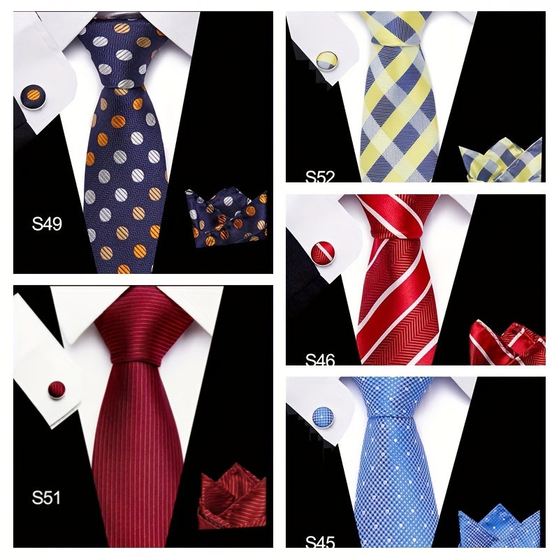 Classic Tie Business Set With Cufflinks Square Scarf Birthday Gift