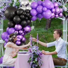 Purple Balloon Garland & Metallic Silvery Balloon Arch Kits