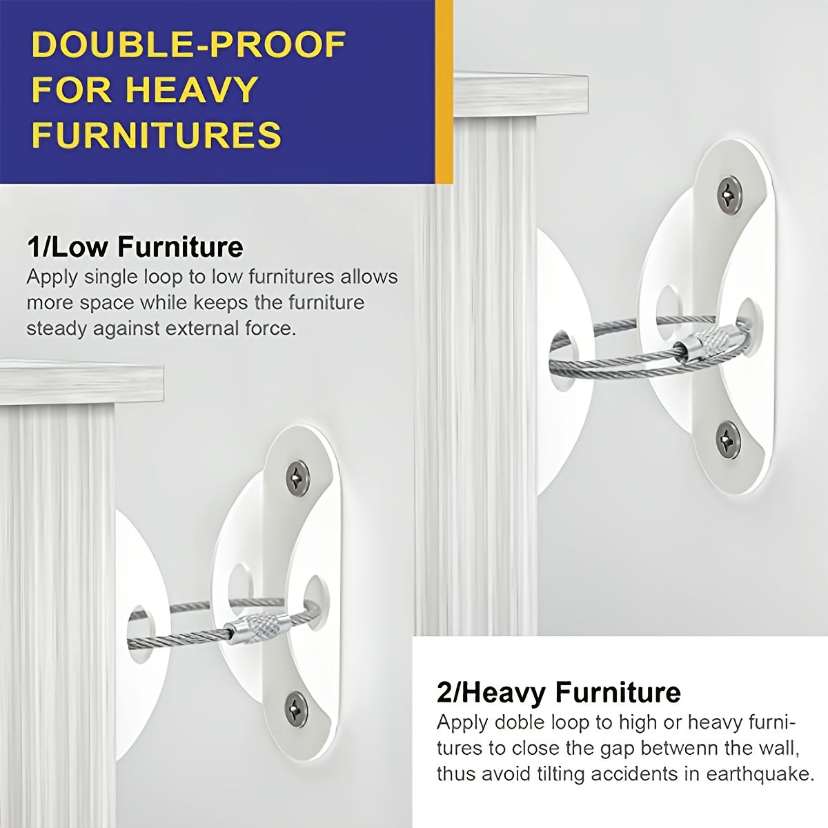 Furniture Anchors Secure 400lb Prevent Falling Straps for Baby Proofing