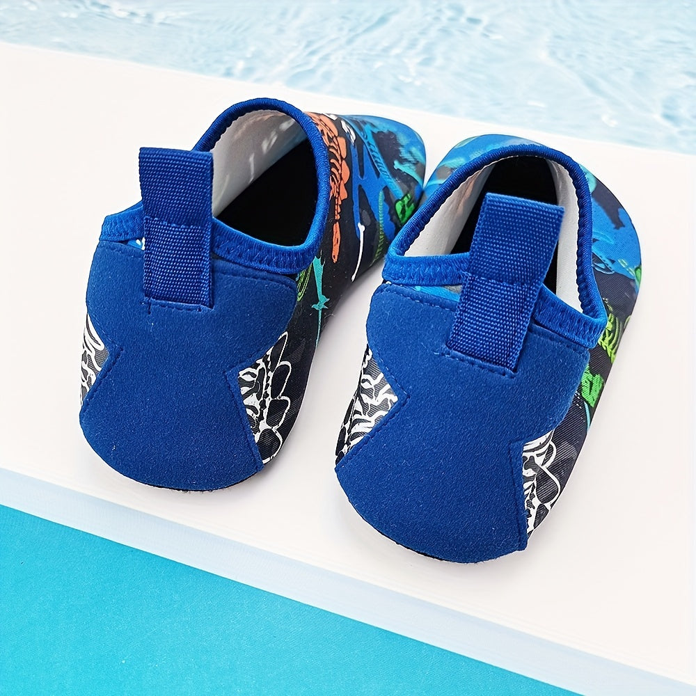 Dino Print Water Shoes for Boys Quick Dry Aqua Socks