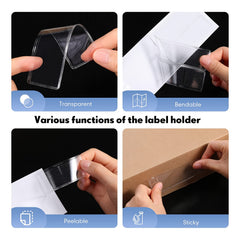 60pcs Clear Label Holders Adhesive Shelf Tag Pockets for Bookshelf