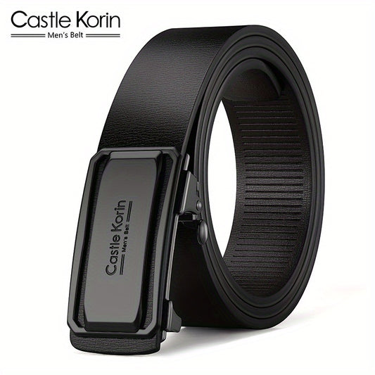 Men's Leather Inner Wear Belt Auto Buckle Casual 47.24in Length