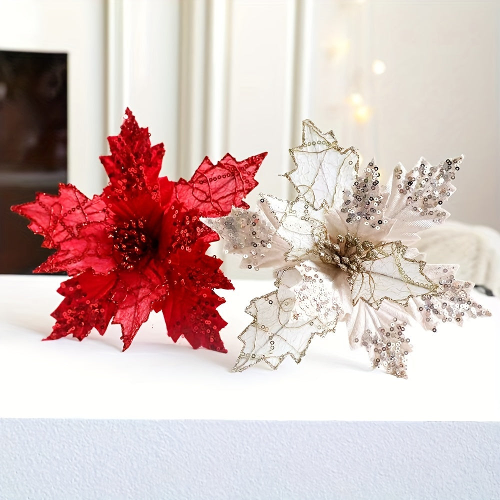 Christmas Tree Flower Arrangement Sequins Window Scene Decoration