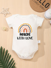 Cotton Baby Girls With Love Short Sleeves Onesie Romper