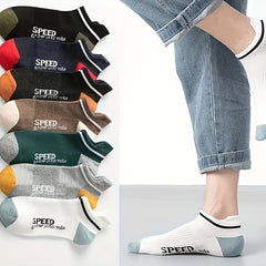Boys 'SPPED' Print Boat Socks Thin Breathable Low Cut Ankle Socks