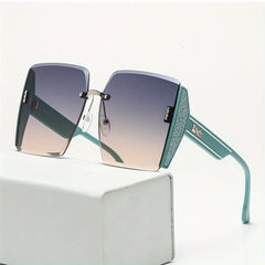 Oversized Square Sunglasses Gradient Lens Rhinestone Decor UV400