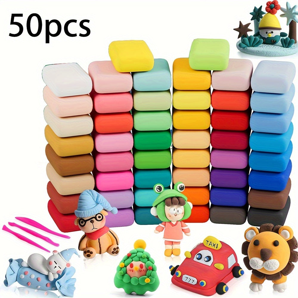 50 Colors Multicolor Air Dry Clay Modeling Clay with Tool Kit Tutorial