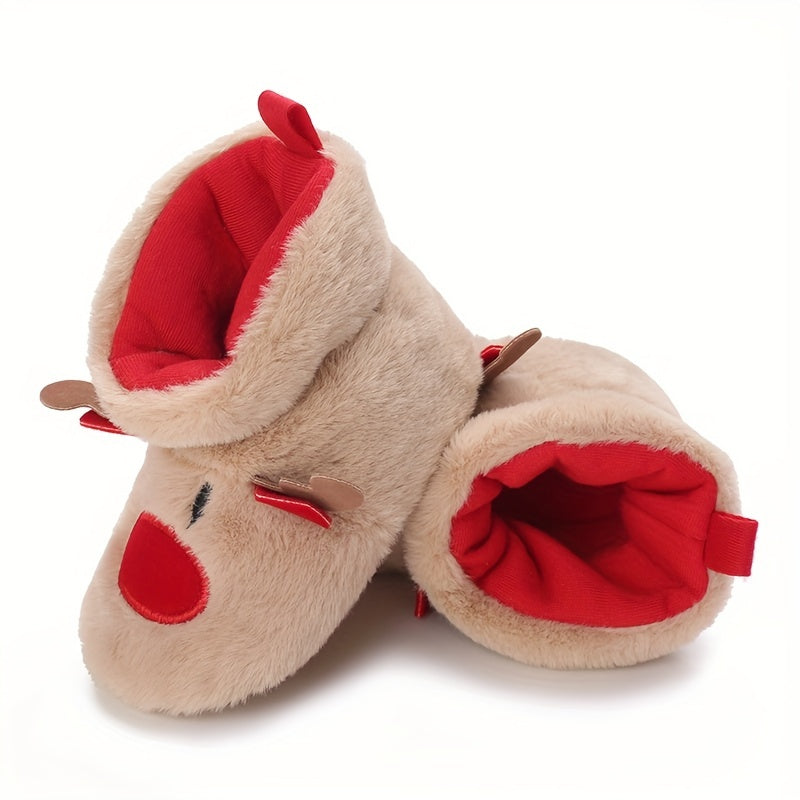 Christmas Theme Cartoon Baby Girls Boots Soft Warm Fleece Indoor Walking