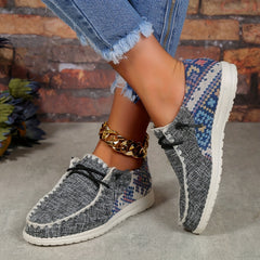 Women's Geometric Pattern Sneakers Casual Lace Up Outdoor Shoes
