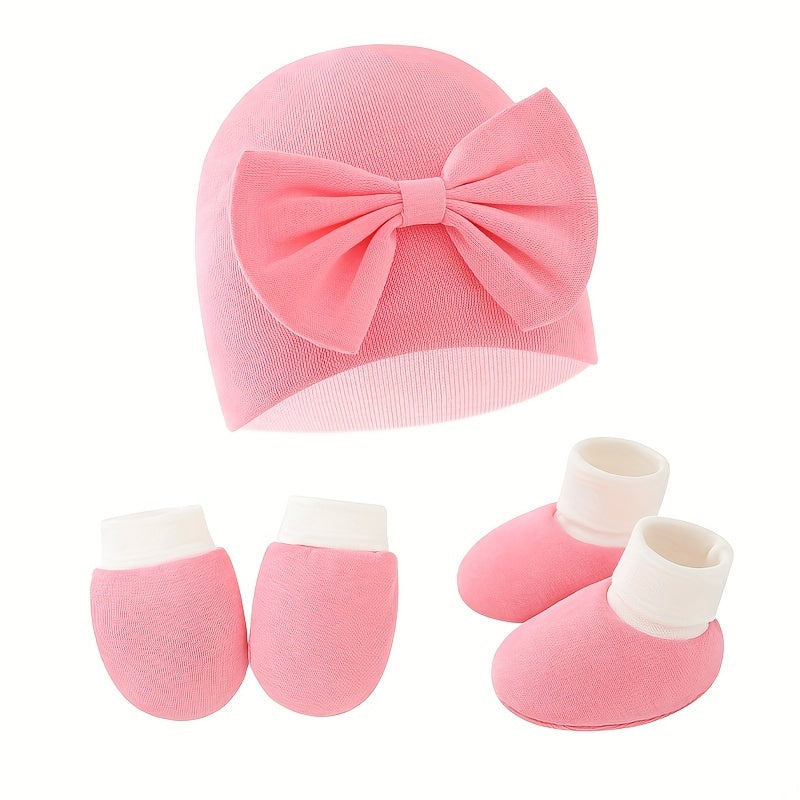 Newborn Baby Hat And Mittens & Toddler Beanie Cap & Non Slip Socks