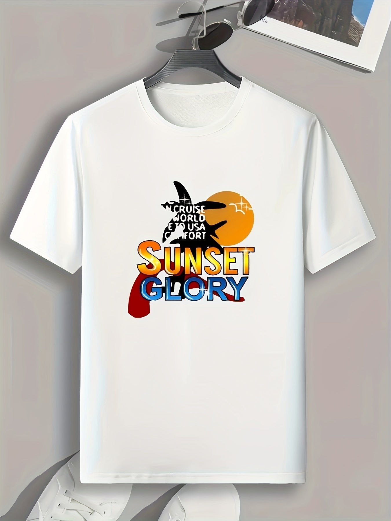 SUNSET GLORY Men's Graphic T-shirt for Summer
